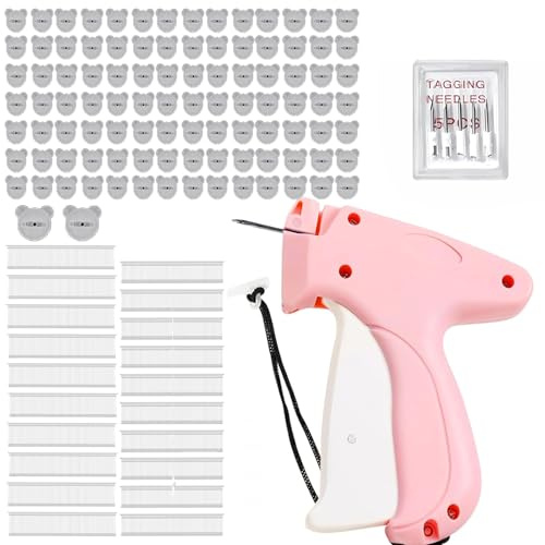 GERUI Schnelles Fixiergerät für Kleidung, mit 5 Nadeln 1100 Plastiknadel und 100 Bärenknöpfe, Quick Clothing Fixer Stitch, Mini-Stichsäumpistole für Kleidung, für Tagging, Nähen