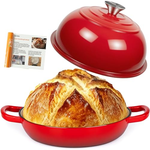 AHJ Dutch Oven For Sourdough Bread Baking,26cm/5.7L Enameled Cast Iron Pot