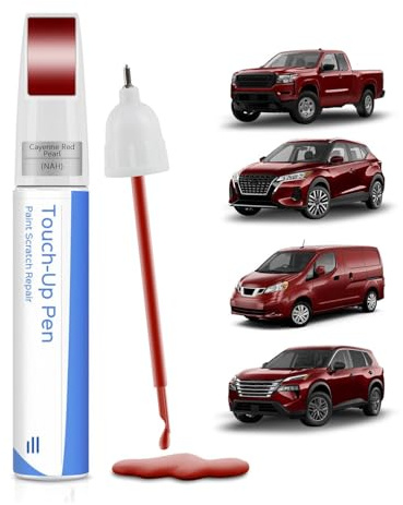 PARTS4EV Cayenne Red Pearl (NAH) 2-in-1 Pen & Brush for Nissan - Precision Colour Match Touch Up Paint for Scratch & Chip Repair, Fast-Drying & Water-Resistant