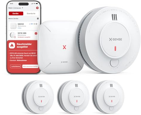 X-Sense Kit Détecteur de Fumée 10 Ans avec Base SBS50, SD19-MN31