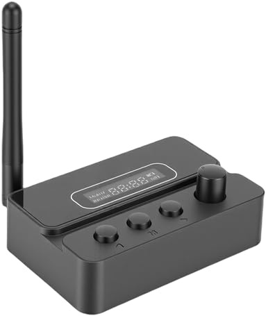 Jelquix Transmisor Bluetooth 5.3 y Adaptador de Audio Inalámbrico con Pantalla LCD para TV, Altavoz, Estéreo Doméstico, Audio HD de Baja Latencia AptX, Entradas y Salidas AUX ópticas