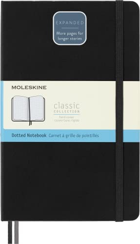 Moleskine - Klassisches erweitertes Notizbuch mit gepunktetem Papier - Harter Umschlag und elastischer Verschluss - Farbe Schwarz - Größe Groß 13 x 21 A5 - 400 Seiten