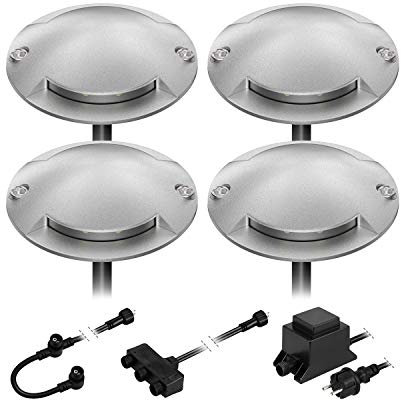 ledscom.de LED Boden-Aufbau-Leuchte Bunda, 2-flammig, für außen, befahrbar, warm-weiß, 4er Set
