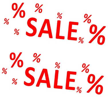 Aufkleber Sale% ROT 2 Stück verschiedene Größen Einzelhandel Schaufenster Ausverkauf Prozente Größe 60 cm breit