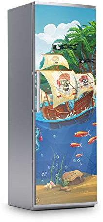 Kühlschrank Aufkleber I Dekosticker für Kühlschranktür - Klebefolie Sticker selbstklebend I Tattoo Küche - Design: Pirates