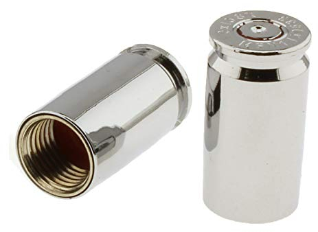 Screws4Bikes | 2X Ventilkappen Patronenhülse 9mm | Chrom | universal für Auto, Motorrad, Moped, LKW