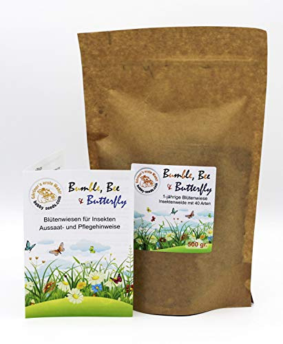 Bienenweide Bumble, Bee & Butterfly von bobby-seeds, einjährige Blumenmischung und Insektenweide mit 15 Arten 500 Gramm