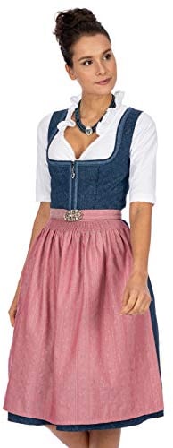 Stockerpoint Dirndl Roseline Vestito per Occasioni Speciali, Blu/Rosa Antico, 42 Donna