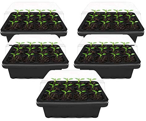 5PCS Bac à semis avec Couvercle, Mini Serre pour semis 12 Cellules, Plateaux de Semis Croissance, Isolation thermique Bac Jardin pour Croissance semis, Germination Serre Réutilisable 18x14x5cm (5pcs)