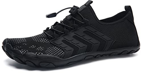 IceUnicorn Barfuss Schuhe Damen Walkingschuhe Barfußschuhe Herren Anfänger Bequeme Atmungsaktiv Gesunde (15#Schwarz, 42EU)
