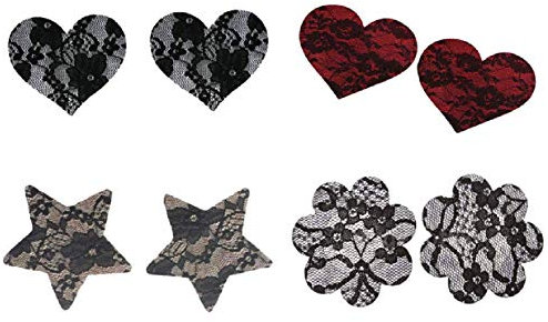 Kissa Nippies Cache tétons Covers Bijou de Seins Autocollant Nipple Mamelon Dentelle (Etoile Noir)