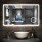 Aica Sanitär LED Badspiegel 160×80cm 3 Lichtfarbe 2700-6500K dimmbar Wandspiegel mit Uhr, Touch, Beschlagfrei,3-Fach Vergrößerung Schminkspiegel IP44 Kalt/Neutral/Warmweiß energiesparend