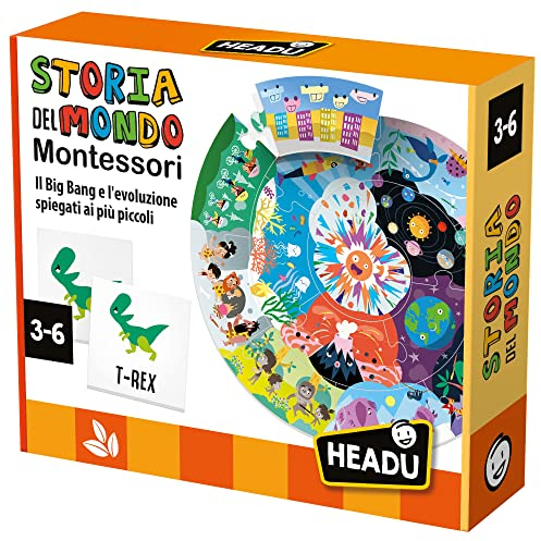 Headu Geschichte der Welt Montessori Der Urknall und die Entwicklung erklärt den Kleinen It27910 Lernspiel für Kinder von 3 bis 6 Jahren, hergestellt in Italien