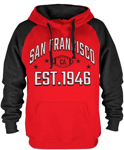 Herren City Classic Football Stickerei Weiche Baumwolle Sweatshirt Hoodie, Sf Red, Medium