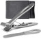VOGARB Coupe-ongles pour ongles épais, large ouverture de mâchoire, grandes lames droites à bord plat avec lime à ongles pour hommes, femmes, adultes, personnes âgées, en acier inoxydable (bord