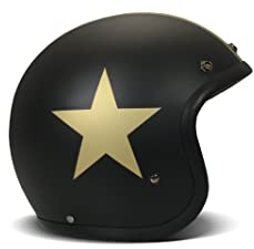 DMD Vintage Star Black Gold Open Face Helm Jethelm Motorradhelm, L