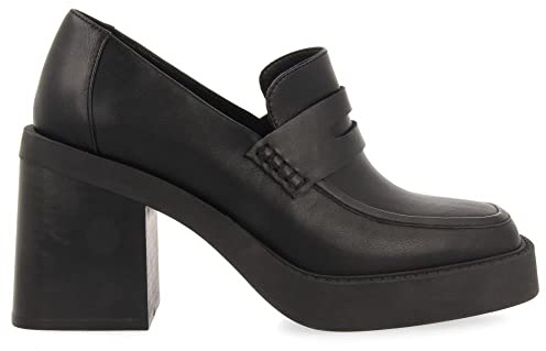 mocasín Negro de Punta Cuadrada con Plataforma Gruesa para Mujer arkanes