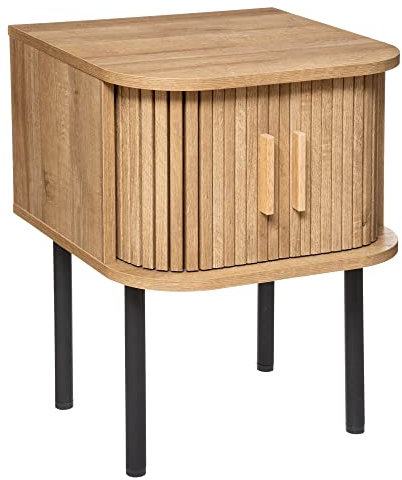 Atmosphera Créateur d'Intérieur - Table de Chevet Colva Effet Chêne - Table de Nuit 1 Case pour Chambre, Salon - 2 Portes Coulissantes - L40 x H53cm