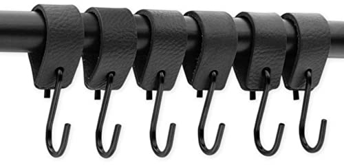 Brute Strength - S Haken Mit Lederschlaufe - Anthracite - 24X - 12,5 x 2,5 cm - Kleiderhaken Garderobenhaken Fleischerhaken Leder