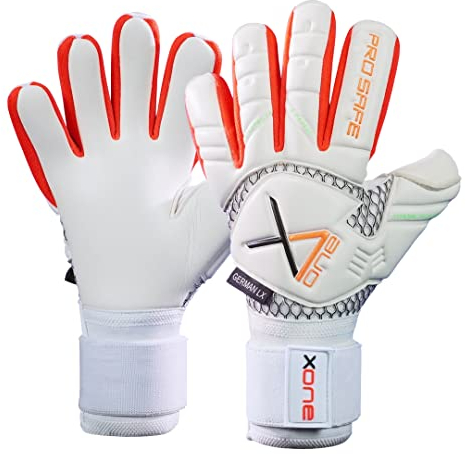 x one® Profi Torwarthandschuhe [Premium Grip] - inkl. praktischer Tragetasche - Fußball Handschuhe aus Latex für jedes Wetter mit doppeltem Verschlussband (extra langlebig & robust)