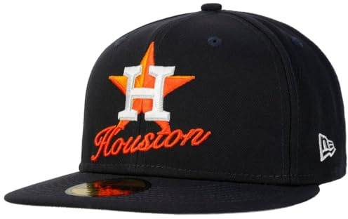 New Era 59Fifty MLB Houston Astros Cap Basecap Baseballcap Flat Brim Fitted Herren - mit Schirm Herbst-Winter Winter