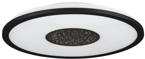 EGLO LED Deckenleuchte Marmorata, Deckenlampe mit Kristall-Effekt | Licht-Zonen einstellbar per Lichtschalter, Deckenbeleuchtung aus Metall in Schwarz und Kunststoff in Weiß, Ø 45 cm