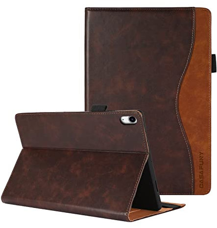 CASAFUNY Funda para para iPad (A16) 11ª Generación 2025 11 Pulgadas/iPad 10ª Generación 2022 10,9 Pulgadas con Bolsillo para Documentos Protector de PU Cuero con Cierre Magnético Case Cover, Marrón