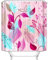 EHOMERY Duschvorhang Naturmotiv Duschrollo Für Dusche Blume Duschvorhang Badewanne Duschrollo Schräge Polyester Rosa Rostfreie Ösen Und 12 Hakenringe, 160X180Cm
