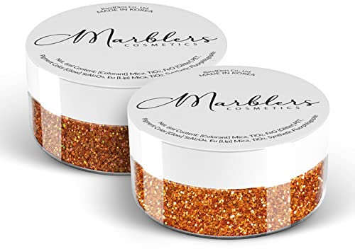 MARBLERS Cosmetic Grade Fine Glitter Duo [Copper & Holo Burnt Orange] 0.36oz (10g) | Non-Toxic | Vegan | Cruelty-Free | Eyeshadow, Nail Polish, Nail Art | Festival, Rave & Party Makeup | Body & Face