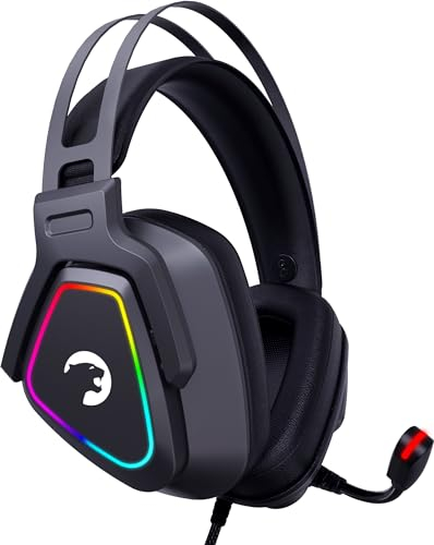 GAMEPOWER Kyruse Gaming Headset mit Mikrofon, USB Gamer PC Kopfhörer, 7.1 Surround, RGB Beleuchtung, 53mm Neodym Treiber, Desktop - Laptop Kompatibel, 2m Kabelgebunden, Over Ohr