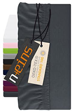 npluseins Spannbettlaken für Topper - Spannbetttuch aus 100% Baumwolle 1598.2327, ca. 200 x 220 cm, anthrazit