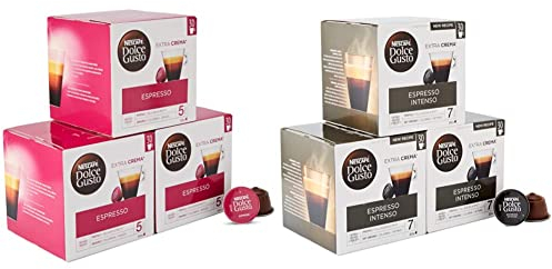 Nescafé Dolce Gusto Espresso - Café - 90 Capsules (Pack de 3 boîtes XL x 30) & Espresso Intenso - Café - 90 Capsules (Pack de 3 boîtes XL x 30)
