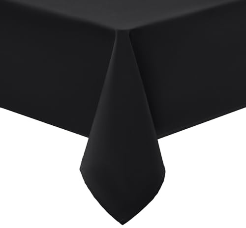 smiry Tischdecke Abwaschbar Rechteckig 140x180cm Tischtuch Polyester Wasserabweisend Lotuseffekt Tischwäsche Schmutzabweisend Abwischbare Tafeldecke für Party Küche, Schwarz