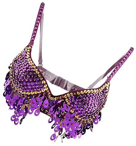 misppro Costume da danza del ventre, da donna, con reggiseno, Viola, M
