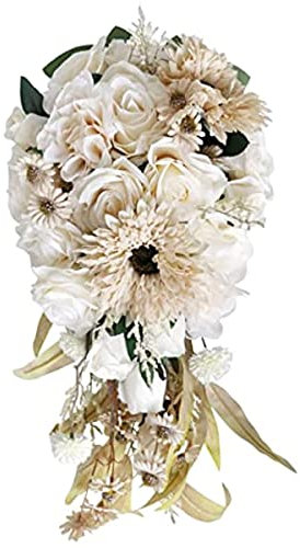 Duiaynke Cremefarbene Rose Sonnenblumen Gänseblümchen Blumensträuße Romantische Brautsträuße Hochzeit Kirche Jahrestag Party Dekorationen