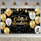 Endlich Ruhestand Banner - Schwarz Gold Hintergrund für Pensionierung Abschiedsfeier Party Deko - Rente Dekoration für Männer und Frauen - 1,8 x 1,1 m
