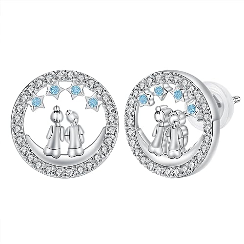 Arrebol Schwester Ohrringe 925 Sterling Silber Damen Ohrstecker Romantische Original Schmuck Für Frauen Schwester Freundin Mutter Tochter Geschenk