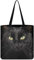 KUIFORTI Canvas-Tragetaschen für Damen, wiederverwendbar, groß, schmutzige Kleidung, tragbare Einkaufstasche, Schwarze Katze, 15.7in x 14.2in