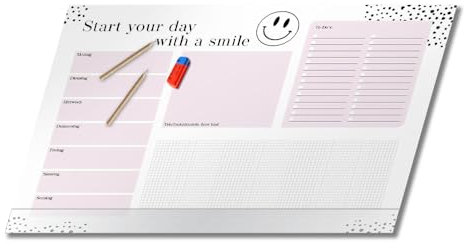 PRIMUS PRINT - Design Schreibtischunterlage Papier - DIN A2 Unterlage Schreibtisch - Abreißblock - 80g Dickes Naturpapier - Stabiler Papprücken - 25 Blatt - [ Motiv: Smilie mit Fußleiste ]