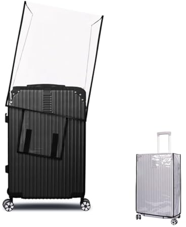 IUDWCG 1 Pcs Wasserdichte Trolley-Kofferschutzhülle, Trolley-Staubschutzhülle, Gepäckschutz, transparenter schwarzer Rand (schwarzer Rahmen 28)