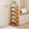 Petite étagère à chaussures pliable en bambou, organiseur en bois étroit et haut, pour couloir, entrée, 6 couches de couleur primaire