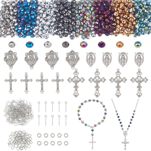 PH PandaHall 1064 Stück Rosenkranz Schmuckherstellungs Set Zur Halsketten | Rosenkranz Gebetsherstellungszubehör, Erstkommunion Halskettenset Für Weihnachten, Ostern, Armband Schmuckherstellung