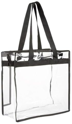 LERONO Taschen für Damen, transparente Handtasche, alle passende PVC-Umhängetasche, Strandtasche, modische Tasche mit Tragegriff oben, Einkaufstasche, Stadion, Sporttasche, Schwarz