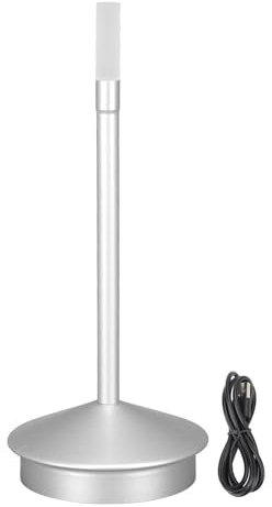 USB Typ C schnurlose Kerzenlampe - Wiederaufladbare LED-Schreibtischlampe, schnurlose LED-Tischlampe, perfekt für Restaurant-Esstische, tragbares und elegantes Pina-Licht-Design in Schwarz (Silber)