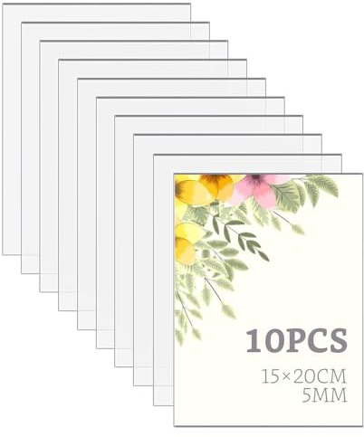 ZOFUN Lot de 10 plaques en verre acrylique - Plexiglas transparent - 5 mm - 15 x 20 cm - Plaque acrylique - Plaques en plastique pour cadre photo, peinture, bricolage, présentoirs de table