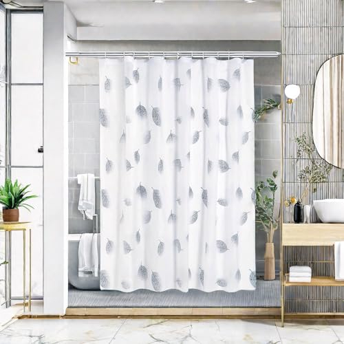 Nlqhyrexion Tenda Doccia 180x200CM, Tenda Doccia Antimuffa, Tende Doccia Angolare Impermeabile, Tenda Vasca da Bagno Lavabile in Lavatrice, con 12 Ganci(Modello a Foglia)