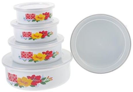 OUNONA Salat-nudel-schüssel Mit Deckel Emailliert Frischhaltedose Lebensmittelbehälter Für Küche Camping Picknick Suppenschale Snackdose