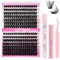 Fadlash Diy Lash Extension Kit 0.07 D Curl Mix 8-16mm 80D+100D Fluffy Wispy Individual Lashes Cluster Lashes With Bond And Seal Lash Kit Eyelash Extension Remover And Tweezers
