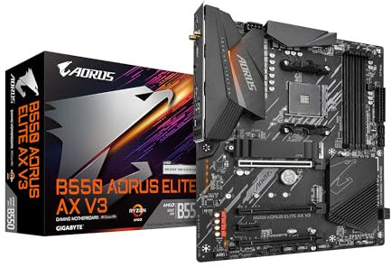 GIGABYTE Placa Base B550 AORUS Elite AX V3 AM4 AMD B550 ATX con Dual M.2, SATA 6Gb/s, USB 3.2 Gen 2, Wi-Fi 6, LAN de 1GbE, PCIe 4.0