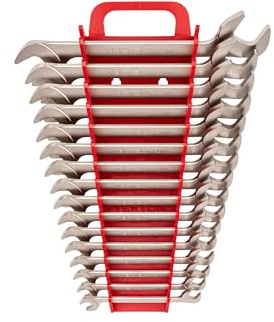 TEKTON Winkelkopf-Maulschlüsselsatz mit Halter, 16-teilig (10-27 mm) | WAE92204 | Made in USA